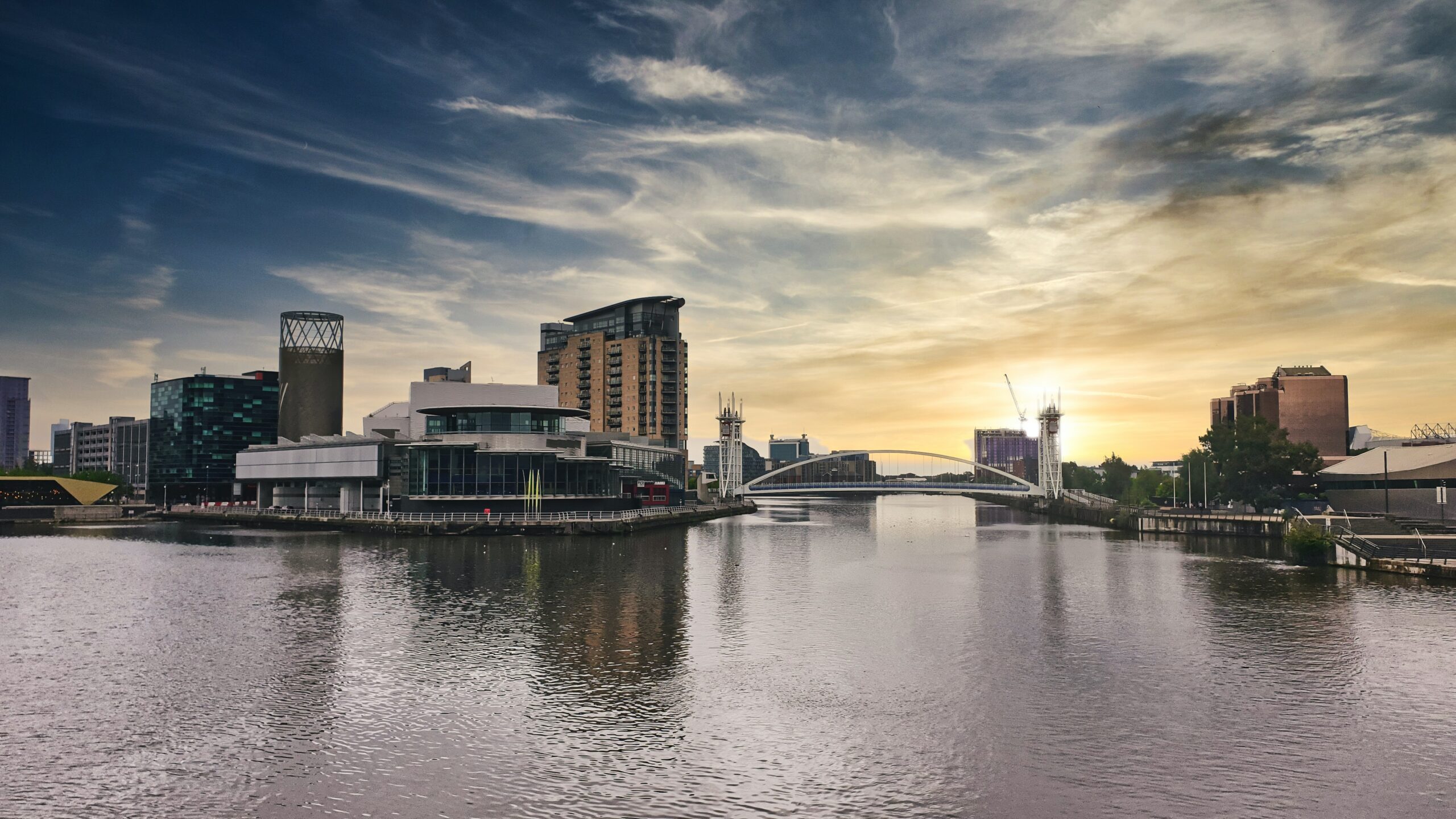 Manchester canal and city architecture